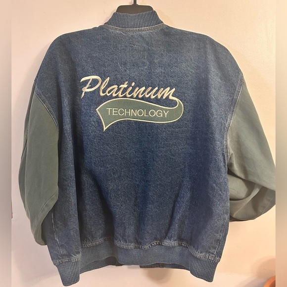 Vintage Jacket Platinum Technology Letterman Corporate Logo XL Men’s 100% Cotton - Picture 7 of 8